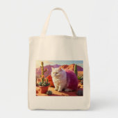 Grocery Bag with Cat Illustration  トートバッグ (正面)