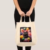 Grocery Bag with Cat Illustration トートバッグ (正面(商品))
