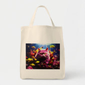  Grocery Bag with Cat Illustration  トートバッグ (正面)