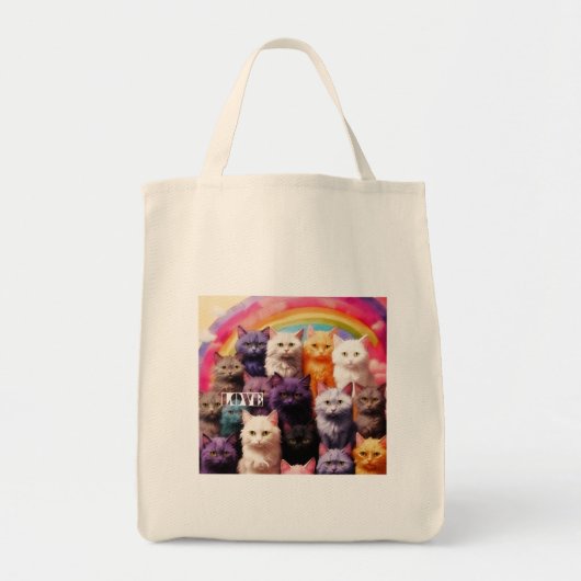 Grocery Bag with Cat Illustration トートバッグ (正面)
