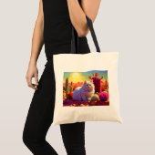 Grocery Bag with Cat Illustration トートバッグ (正面(商品))