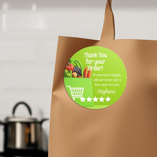Grocery Delivery Service Thank You Review Stars ラウンドシール