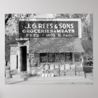 Grocery & Feed Store, 1938. Vintage Photo