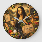 Grocery Funny Mona Lisa Shopping Lover  Gift ラージ壁時計 (正面)