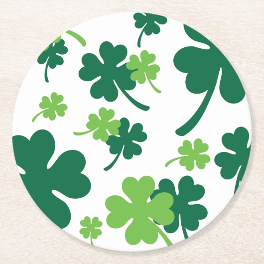 Groen klavertje vier blaadjes. St. Patrick's Day ラウンドペーパーコースター (正面)