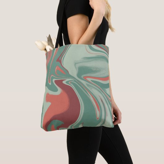 Groen oranje grafisch design トートバッグ (クローズアップ)