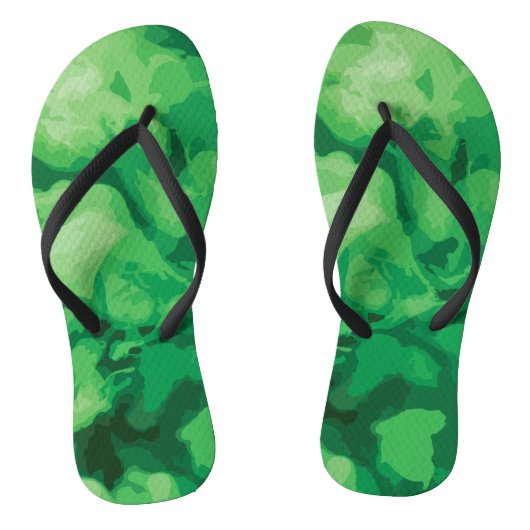 Groene teenslippers met wolkig abstract desgin ビーチサンダル (ソール)