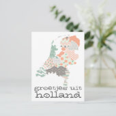 Groetjes Uit Holland国地図パッチワークスタイル ポストカード (スタンド正面)