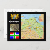 Groningen-オランダの地図 ポストカード (正面/裏面)