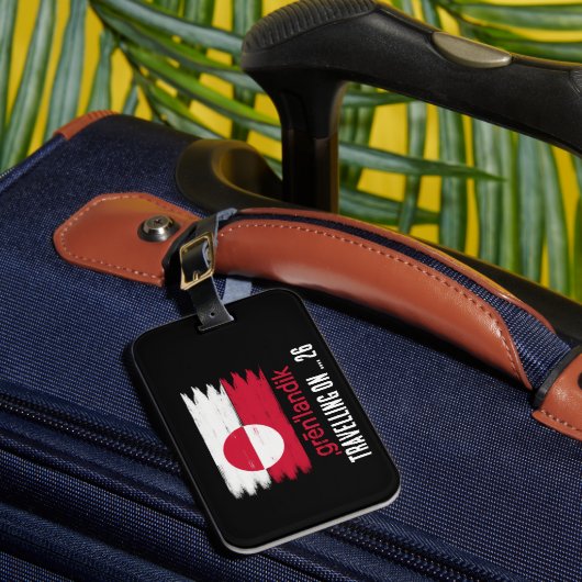 Grönland flagge mit Reisedatum ラゲッジタグ (正面インサイチュ1)