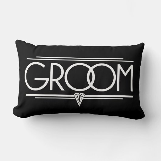 GROOMスタイリッシュアールデコ結婚型レタリング ランバークッション (正面)