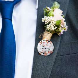 GROOMトロピカルフラワースワールシック結婚の名前タグ 缶バッジ