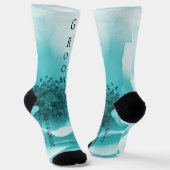GROOMパーソナライズされた抽象芸術ブルー&ホワイト花模様 ソックス (傾斜あり)