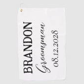 groom ウェディング タイポグラフィー モダン ゴルフタオル (正面)