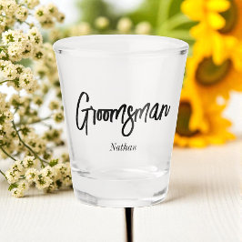 groom ウェディング 黒白スクリプト ショットグラス
