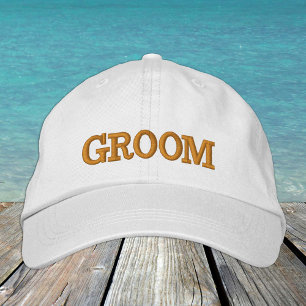 GROOM エンブロイダリー ベースボール キャップ ゴールド/ホワイト