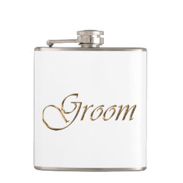  groom, ゴールドスクリプト エレガントチック ホワイト フラスク