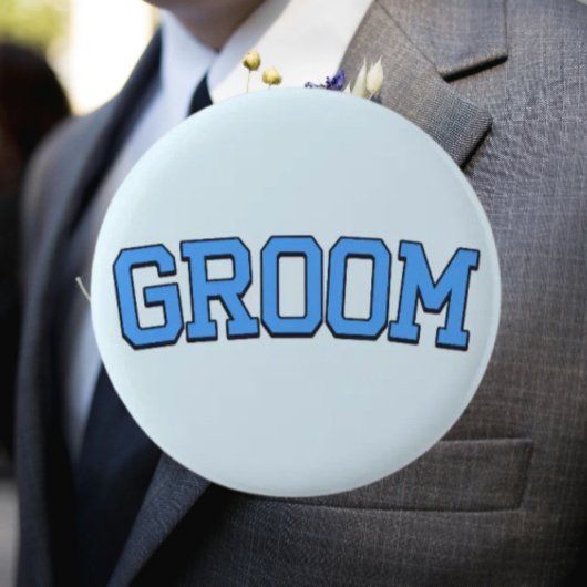 GROOM – ブルーカレッジフォント結婚&バチュラーパーティ 缶バッジ