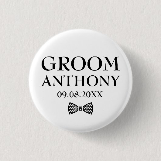 Groom Black スタイリッシュ Giftエレガント結婚の 缶バッジ (正面)
