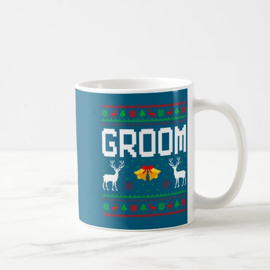 Groom bride married couple ugly christmas sweater  コーヒーマグカップ (右)