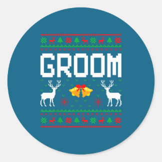 Groom bride married couple ugly christmas sweater  ラウンドシール