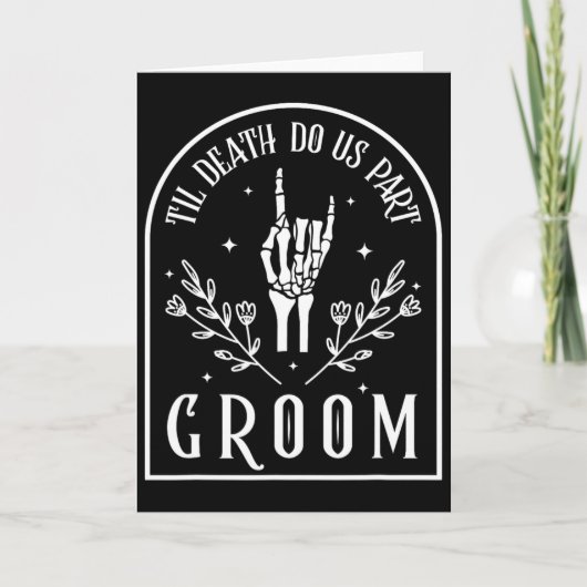 Groom Bride Skeleton Gothic Halloween Engagement W カード (正面)