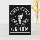 Groom Bride Skeleton Gothic Halloween Engagement W カード (黄色い花)