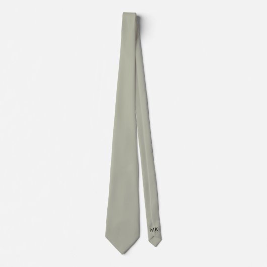 Groom Groomsmen Initials Soft Sage Green Wedding ネクタイ (正面)