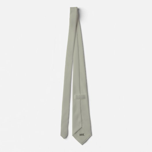 Groom Groomsmen Initials Soft Sage Green Wedding ネクタイ (裏面)