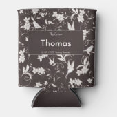 Groom on dark floral pattern Wedding Party 缶クーラー (正面)