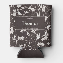 Groom on dark floral pattern Wedding Party 缶クーラー