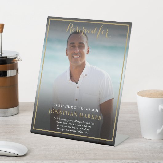 Groom Photo救の議席の父を予約結婚する 台座サイン (インサイチュ)