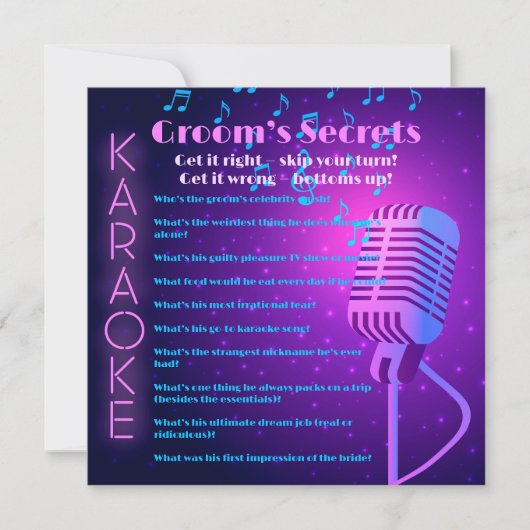 Groom’s Secrets Bachelor Party Trivia Card シーズンカード (正面)