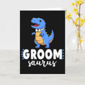 Groom Saurus Dinosaur Engagement Wedding Couples M カード (黄色い花)