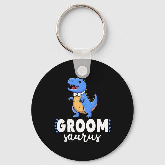 Groom Saurus Dinosaur Engagement Wedding Couples M キーホルダー (正面)