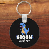 Groom Saurus Dinosaur Engagement Wedding Couples M キーホルダー (正面)