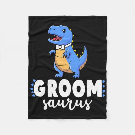 Groom Saurus Dinosaur Engagement Wedding Couples M フリースブランケット (正面)