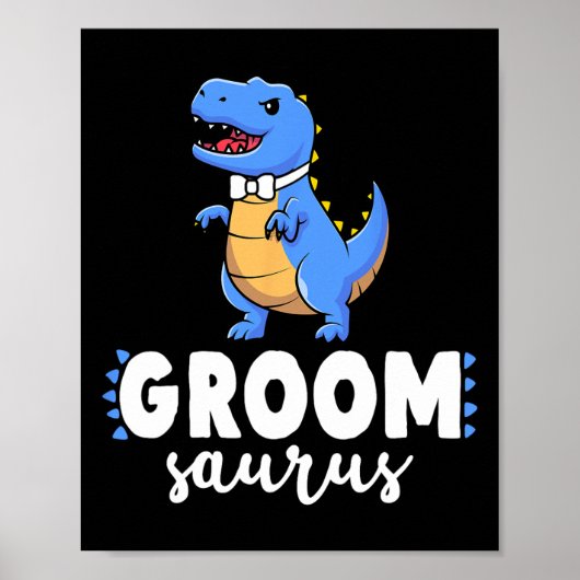 Groom Saurus Dinosaur Engagement Wedding Couples M ポスター (正面)