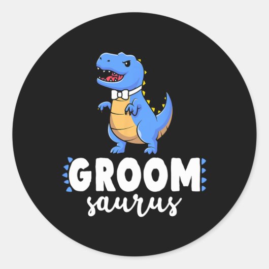 Groom Saurus Dinosaur Engagement Wedding Couples M ラウンドシール (正面)
