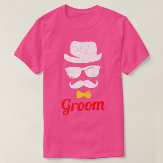 Groom saying Groom Sunglasses Beard Top Hat Suit s Tシャツ (デザイン正面)