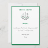 Groom Shower - Vert Émeraude et Gris Anthracite 招待状 (正面)