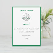 Groom Shower - Vert Émeraude et Gris Anthracite 招待状 (スタンド正面)