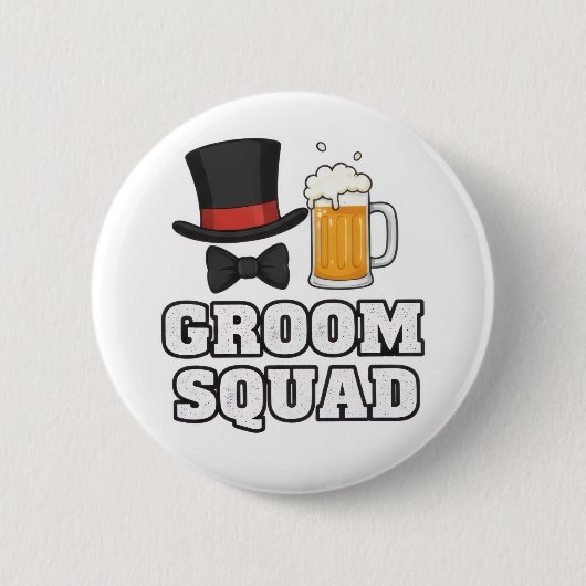 Groom Squad Hat and Beer Button Pin 缶バッジ (正面)