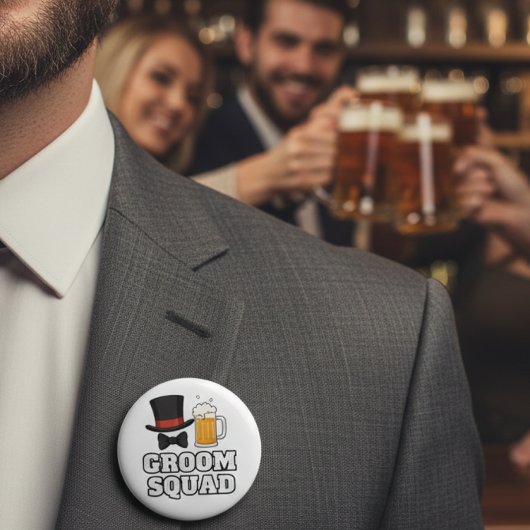 Groom Squad Hat and Beer Button Pin 缶バッジ