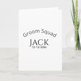 Groom squad name date year bold letter bachelorett カード