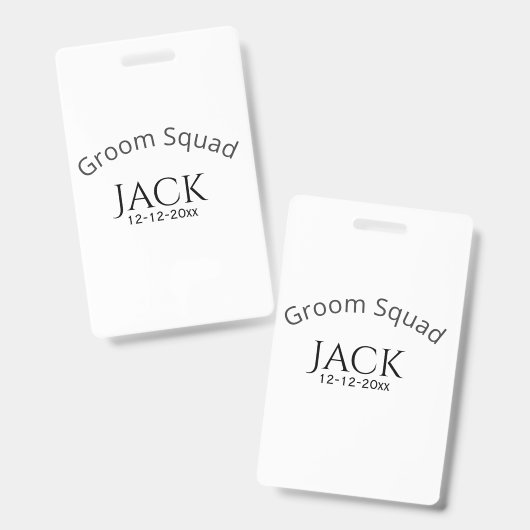 Groom squad name date year bold letter bachelorett バッジ (正面＆裏面)