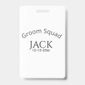 Groom squad name date year bold letter bachelorett バッジ (正面)