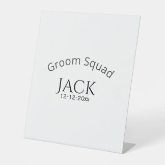 Groom squad name date year bold letter bachelorett 台座サイン