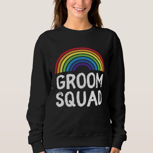 Groom Squad Pride Wedding LGBT Gay Bachelor Party  スウェットシャツ (正面)