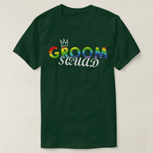 Groom Squad Rainbow Flag Pride LGBTQ Wedding Party Tシャツ (デザイン正面)